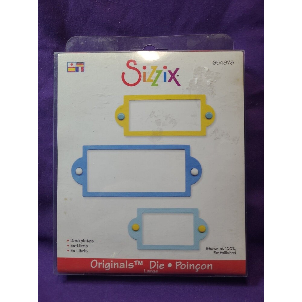 SIZZIX ORIGINAL DIE "BOOKPLATES" 654978 EXCELLENT CONDITION